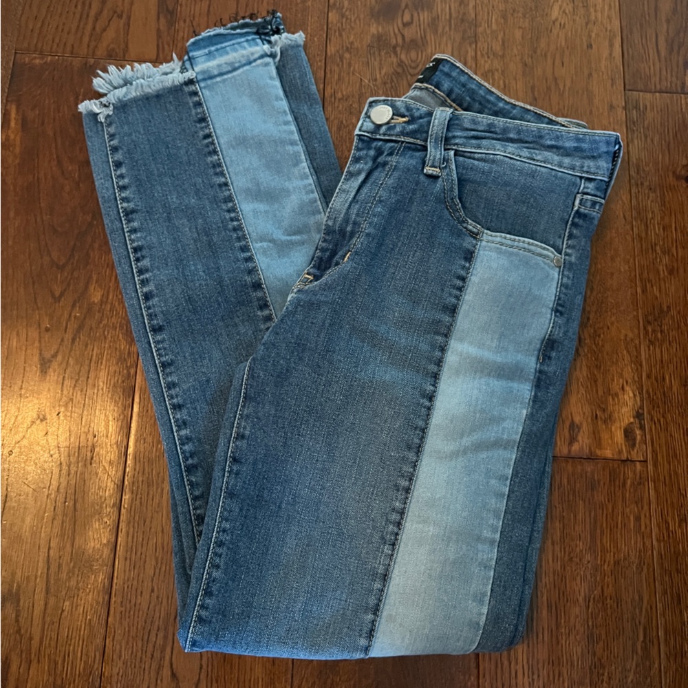 Womens colorblock designer jeans